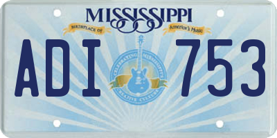 MS license plate ADI753