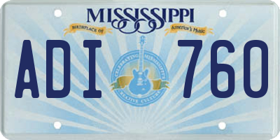MS license plate ADI760