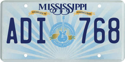 MS license plate ADI768