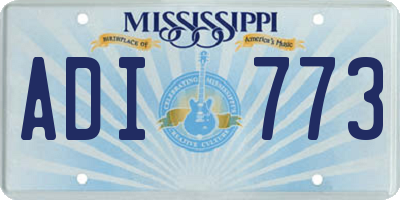 MS license plate ADI773