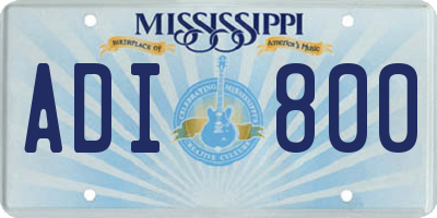 MS license plate ADI800