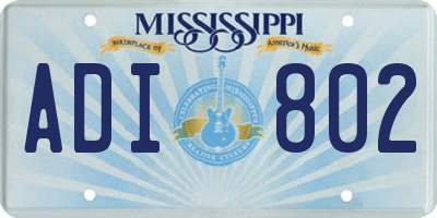 MS license plate ADI802