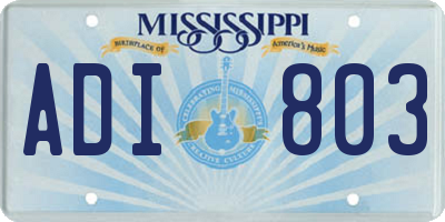 MS license plate ADI803