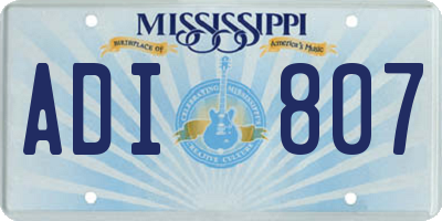 MS license plate ADI807
