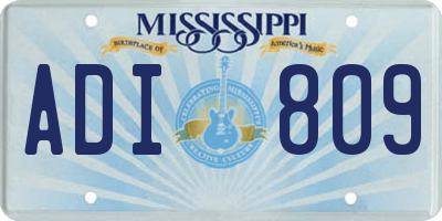 MS license plate ADI809