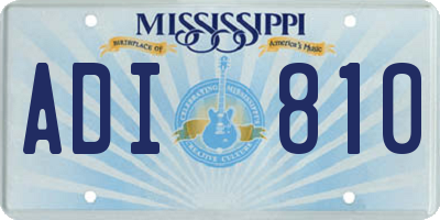 MS license plate ADI810