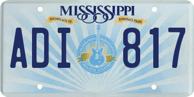 MS license plate ADI817
