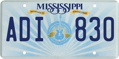 MS license plate ADI830
