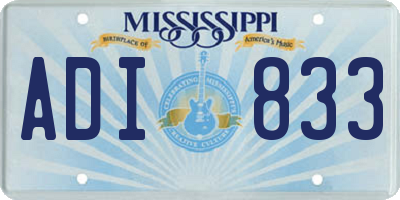 MS license plate ADI833
