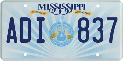 MS license plate ADI837