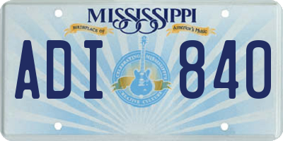 MS license plate ADI840