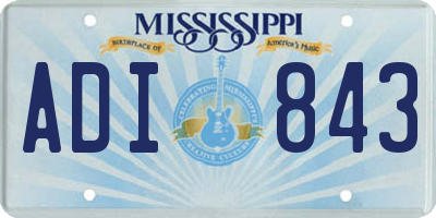 MS license plate ADI843