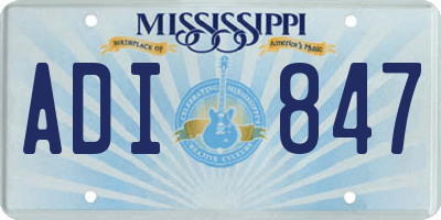 MS license plate ADI847