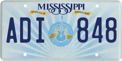 MS license plate ADI848