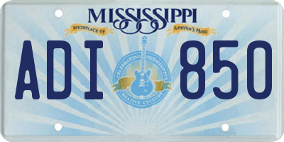 MS license plate ADI850