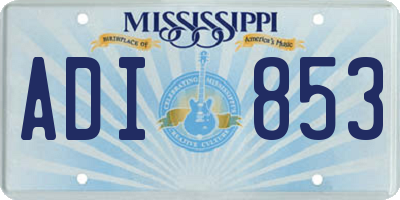 MS license plate ADI853