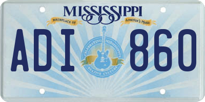 MS license plate ADI860