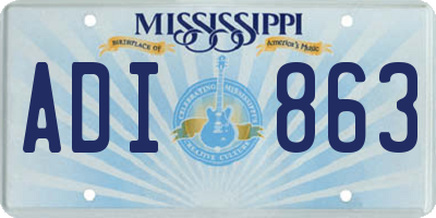 MS license plate ADI863