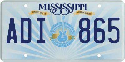 MS license plate ADI865