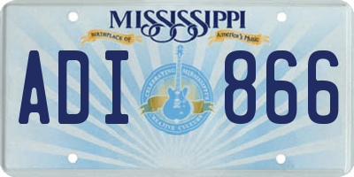 MS license plate ADI866