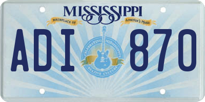 MS license plate ADI870