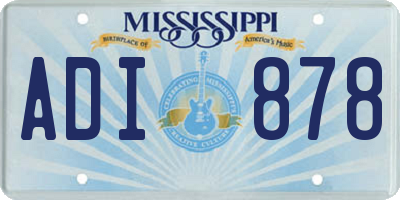 MS license plate ADI878