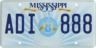 MS license plate ADI888