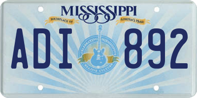 MS license plate ADI892