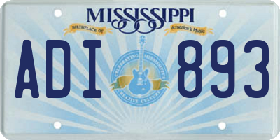 MS license plate ADI893