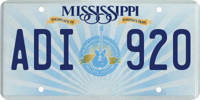 MS license plate ADI920