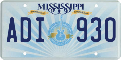 MS license plate ADI930