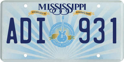MS license plate ADI931