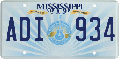 MS license plate ADI934