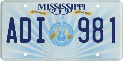 MS license plate ADI981