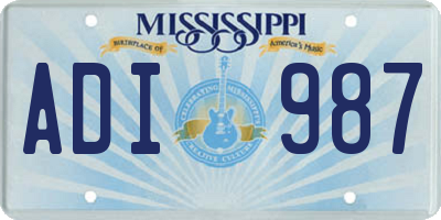 MS license plate ADI987