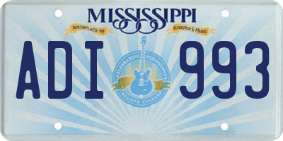 MS license plate ADI993