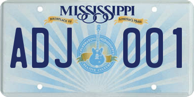 MS license plate ADJ001
