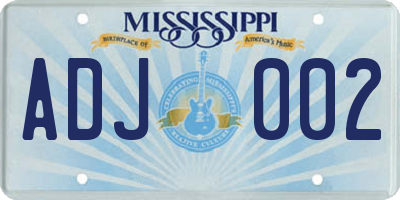 MS license plate ADJ002