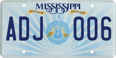 MS license plate ADJ006