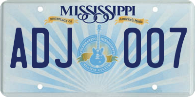 MS license plate ADJ007