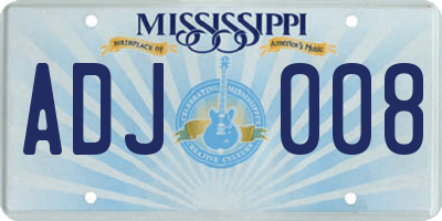 MS license plate ADJ008