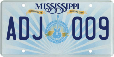 MS license plate ADJ009