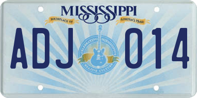 MS license plate ADJ014