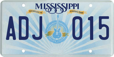 MS license plate ADJ015