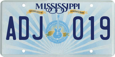 MS license plate ADJ019