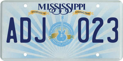 MS license plate ADJ023
