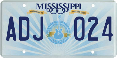 MS license plate ADJ024