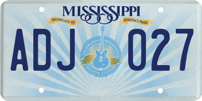 MS license plate ADJ027