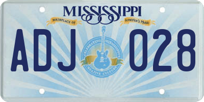 MS license plate ADJ028