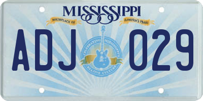 MS license plate ADJ029